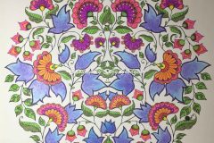 Blue Leaves and Pink Flowers